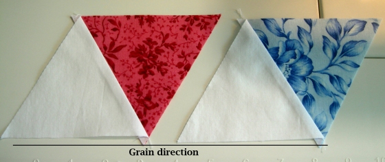 I checked the grain direction again when chain-piecing pairs of diamonds.