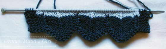 Knitted test swatch for chevrons