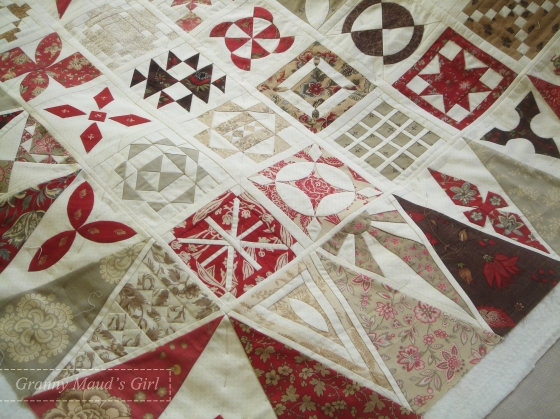 Dear Jane quilt basted before quilting