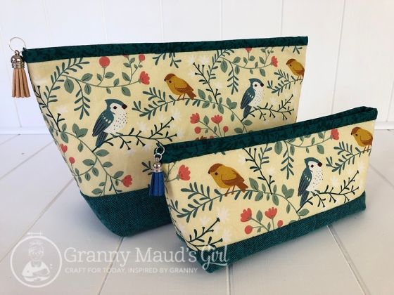 Lola pouches made with bird print