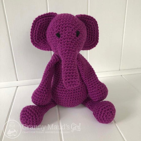 Crocheted elephant using pattern from Edward's Menagerie by Kerry Lord