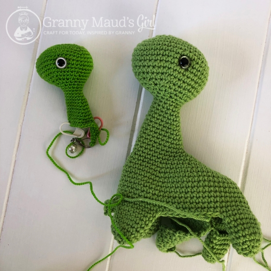 Amigurumi dinosaur made using Yanina Schenkel's pattern